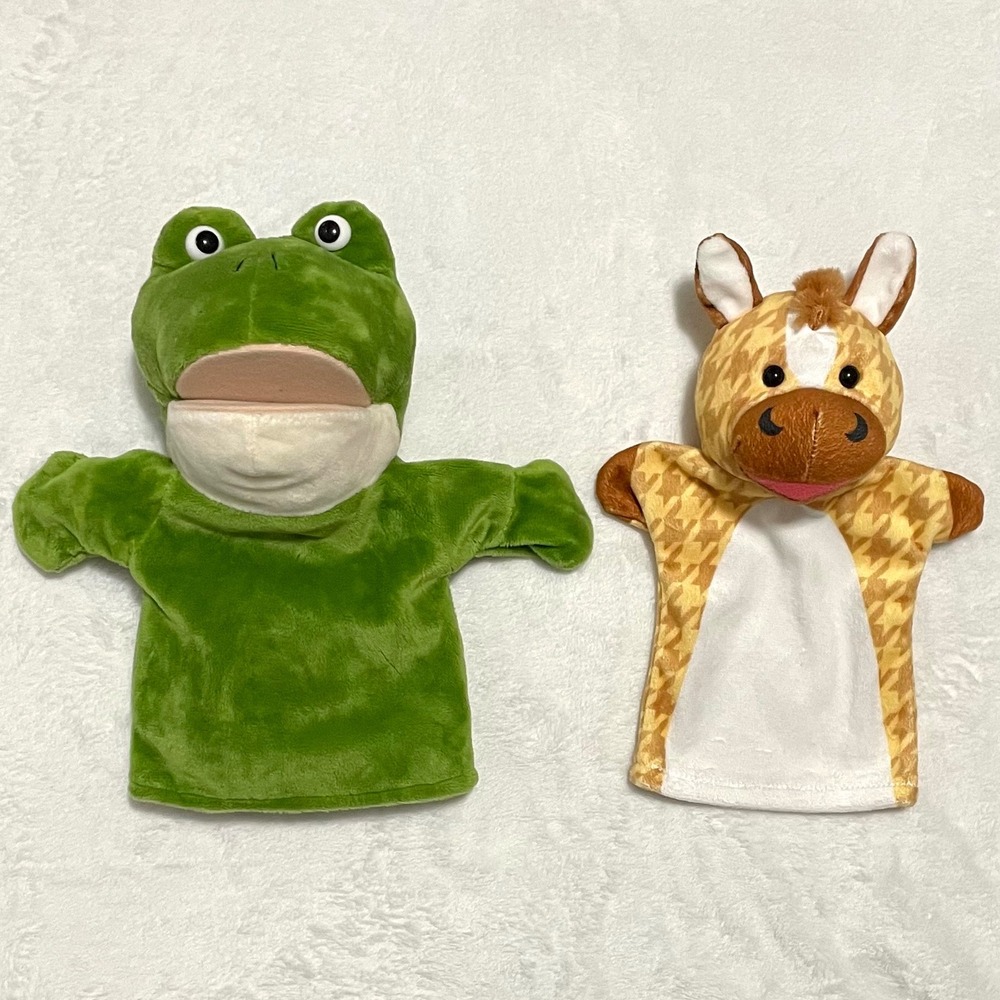Animal Hand Puppets Frog and Giraffe Plush Toys Pretend Play‎ Storytelling